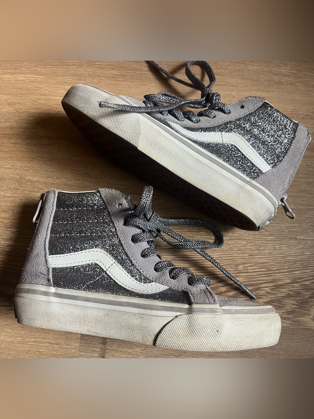 Vans Kids High-Top Glitter Sneakers size 12 girls